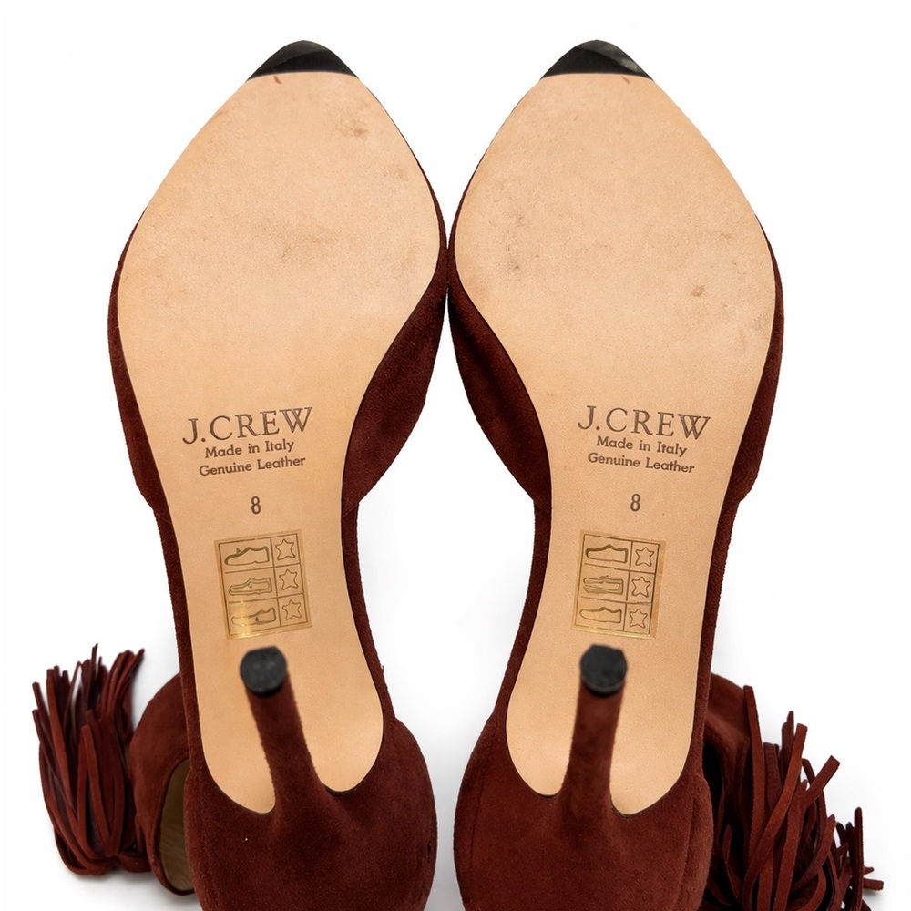 J. Crew Rust Suede Pointed-Toe Tassel Ankle-Strap Pumps - Picture 5 of 5